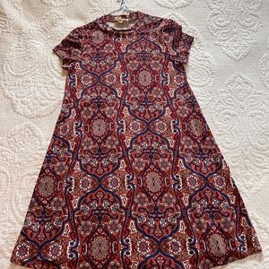 Multi colored Pink Rose Shift Dress, Size S